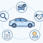 車買取サービスを選ぶ5つの判断軸を示す図